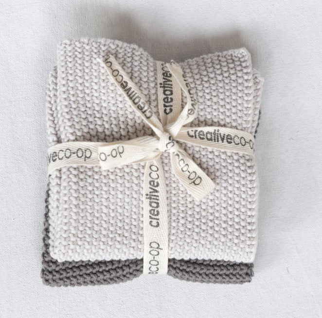 Gray and Charcoal Square Cotton Dish Cloths
